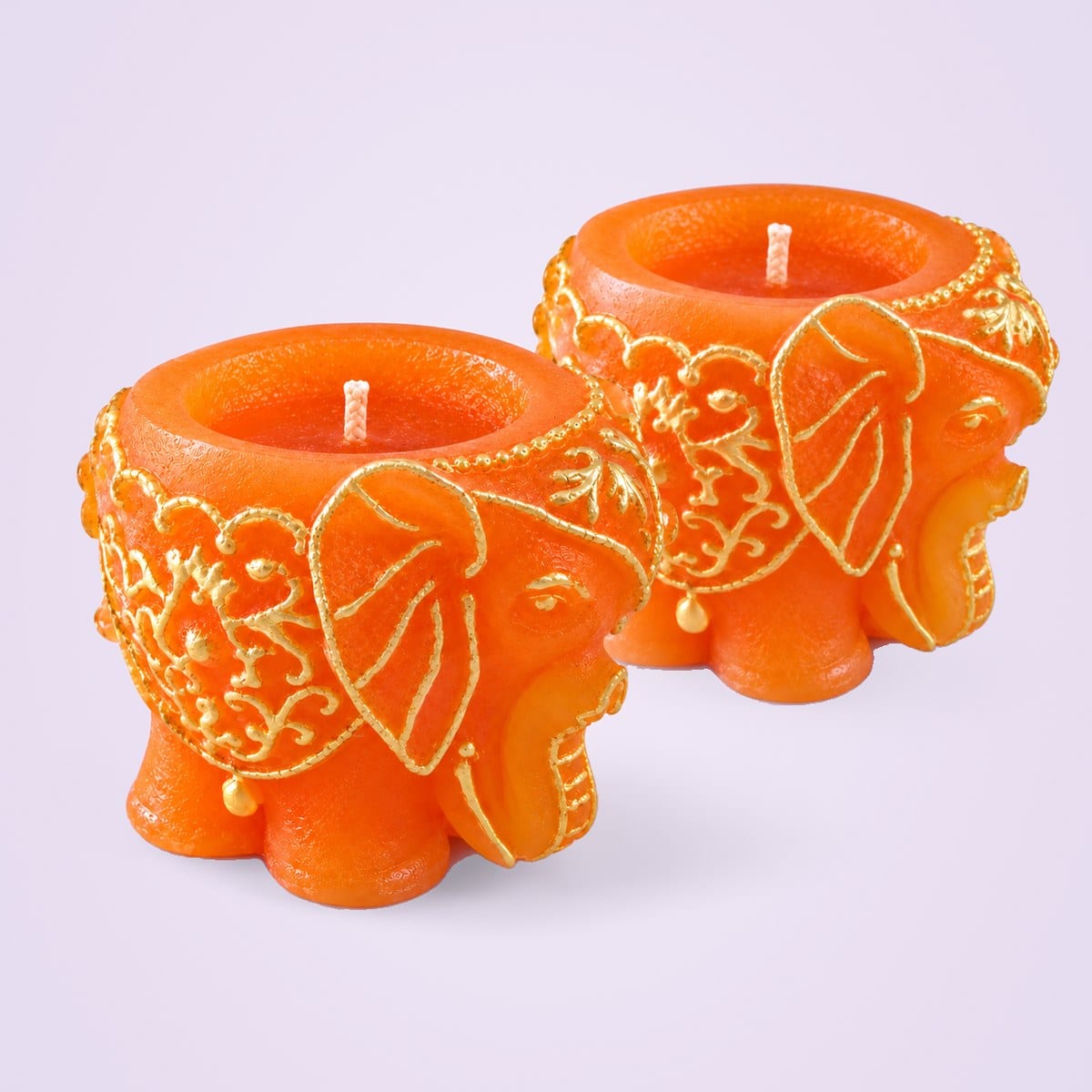 Two orange Airavat candles