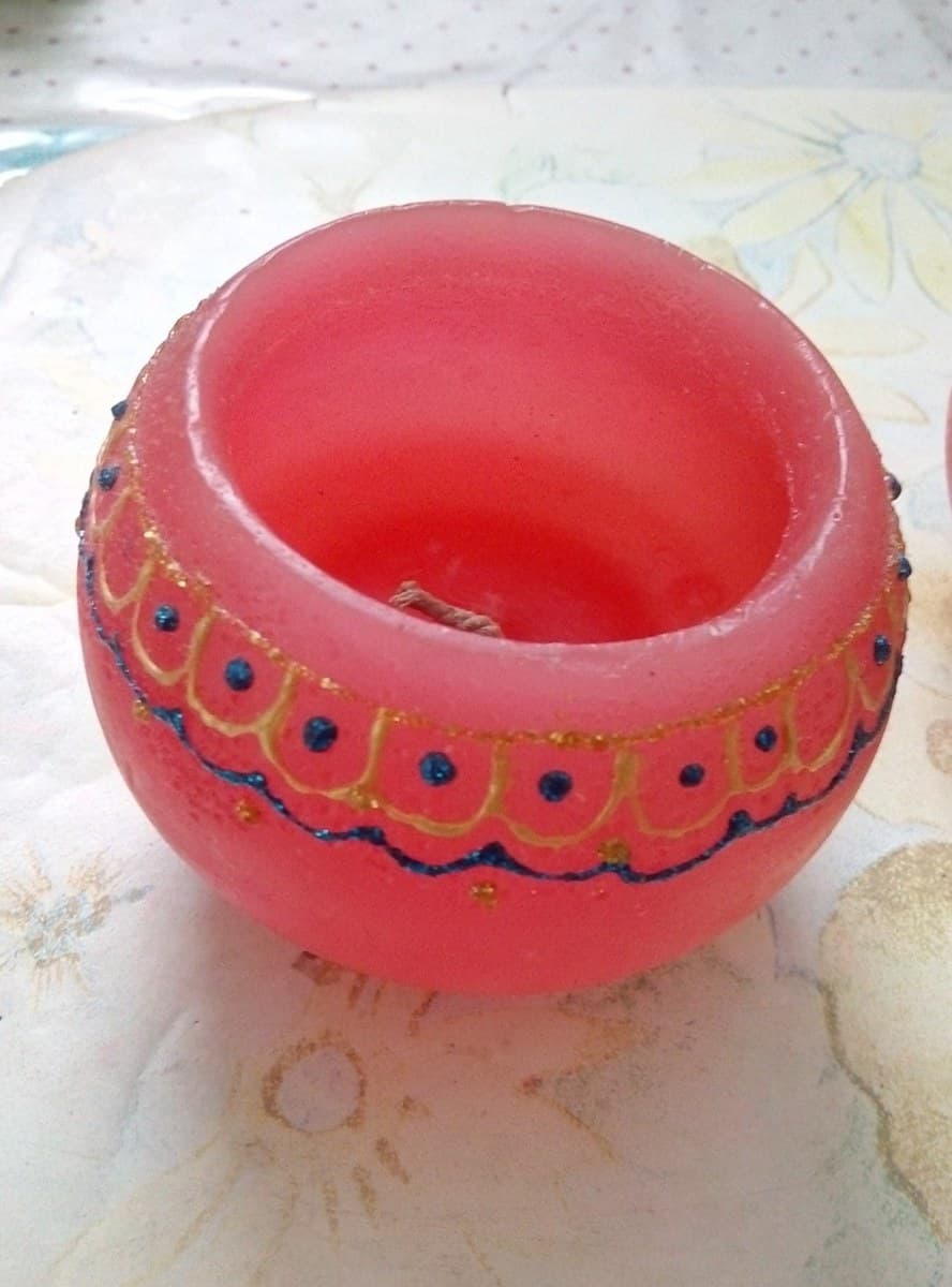 Pink aura orb candle with decorative band