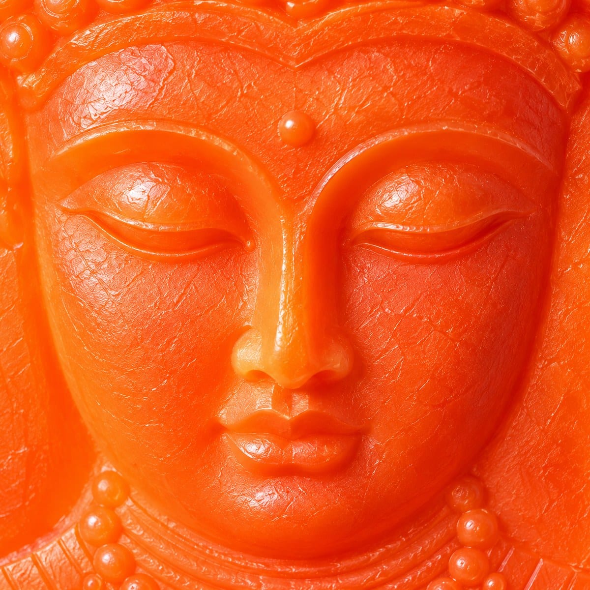 Close-up of the moulded Buddha face
