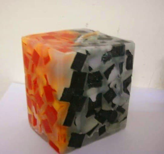 Chiseled duo cube candle