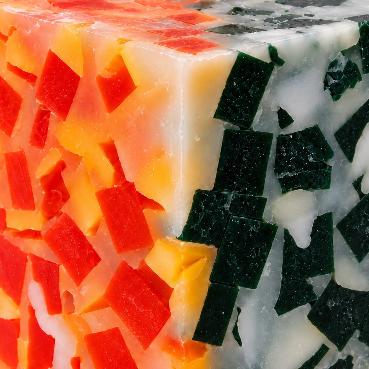 Close-up of the chiseled wax chips