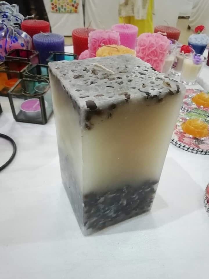 Coffee bean pillar candle