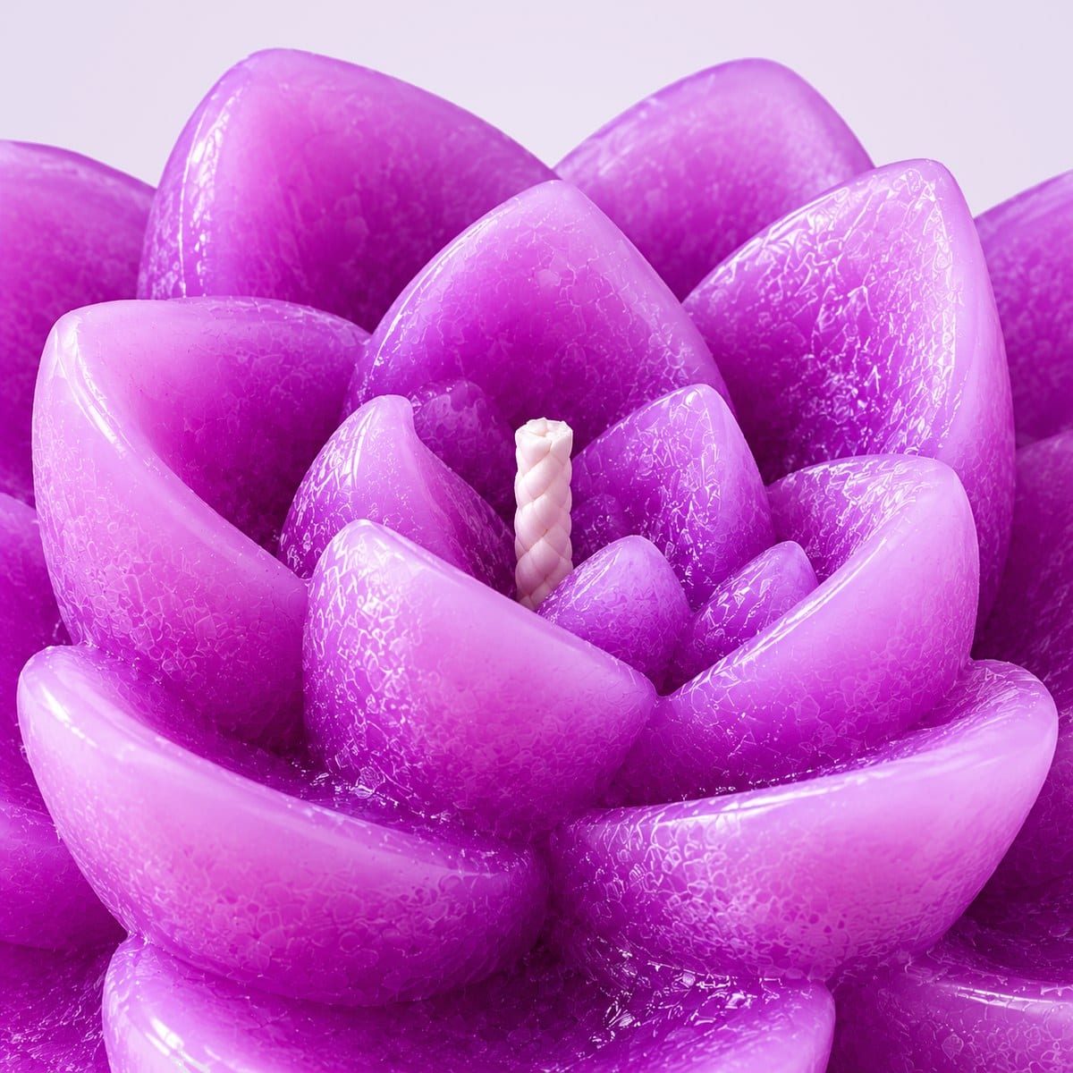 Close-up of the lotus candle's inner petals