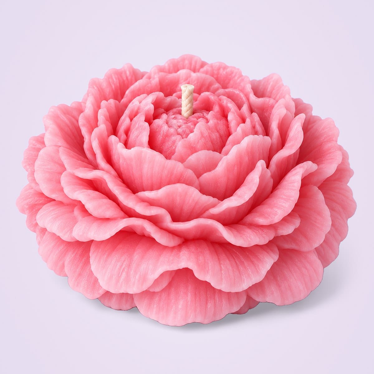 Pink peony flower candle