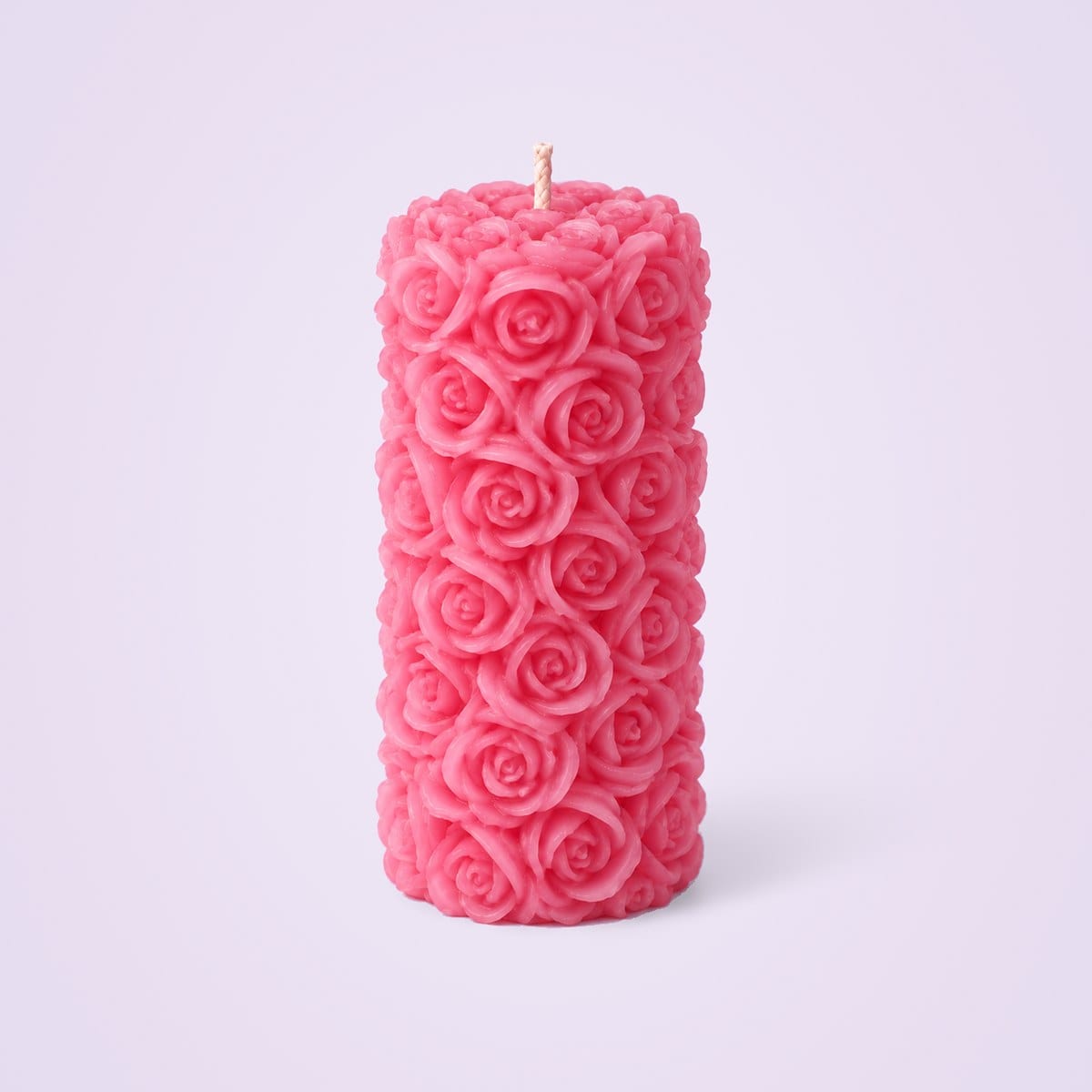Tall pink rose pillar candle